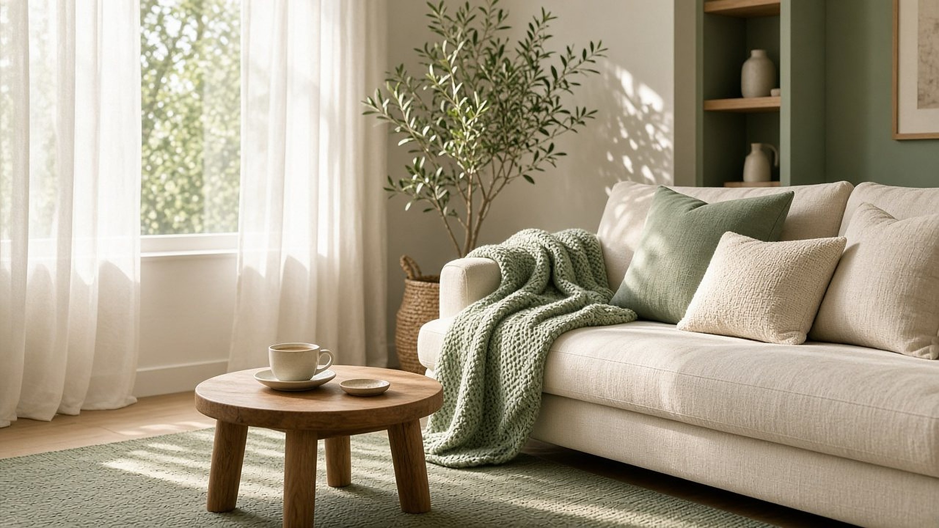 Warm, quiet living room sanctuary for online hypnotherapy from home